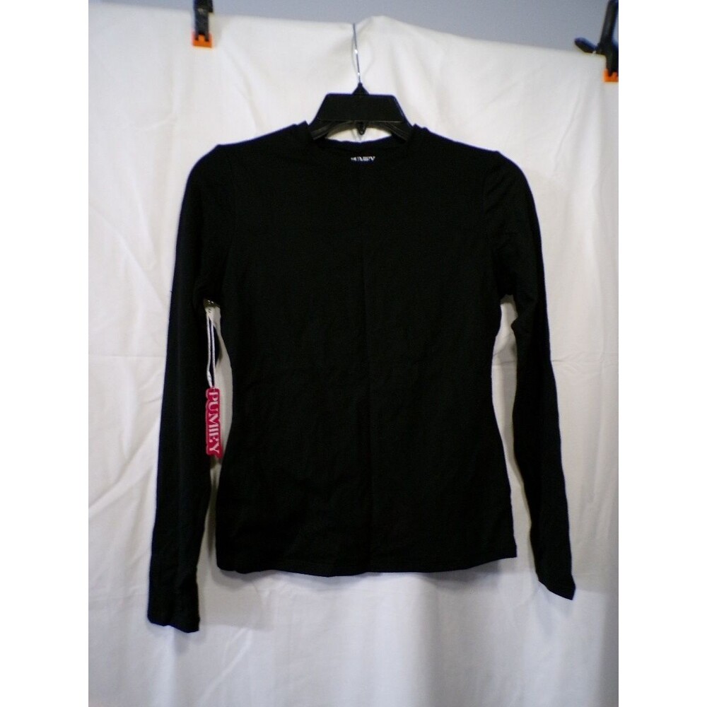 PUMIEY Girls M Black Long Sleeve Stretch Top 75% Polyamide 25% Elastane